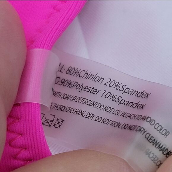 One Piece Swimsuit Y2K Cross Back Adjustable Fiusha Pink Neon V Neck Size L - Picture 8 of 8